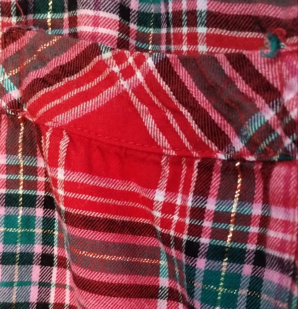 Victoria Secret Red Plaid Button-Up Pajama Top
